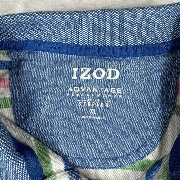Izod Advantage Performance Golf Polo Shirt Mens Large Striped Performance Casual - Picture 5 of 13